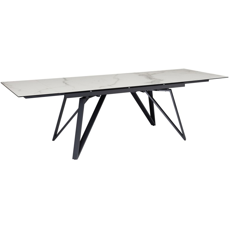 Masa de sufragerie 180 - 260 cm extensibila din sticla ceramica alba