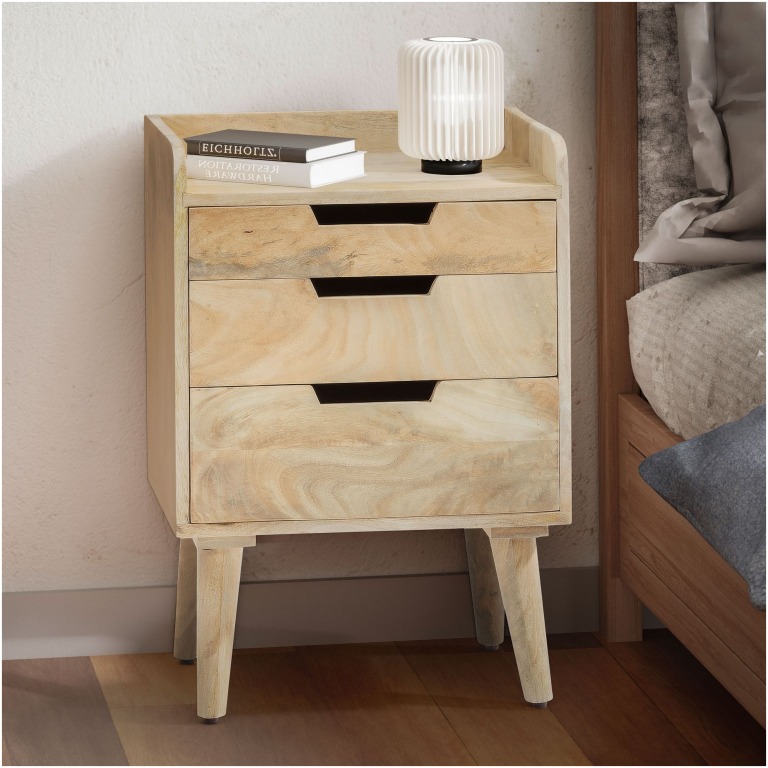 consola de noapte de designer cu 3 sertare si spatiu depozitare