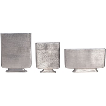 Set de 3 vaze decorative din aluminiu argintiu vaza cu flori Modern