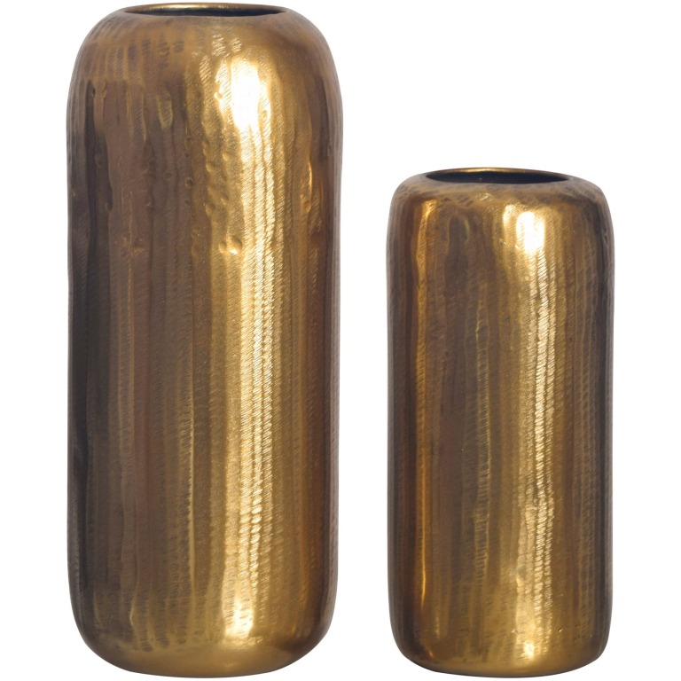Vaze decorative Set de 2 vaze cilindrice din aluminiu auriu Modern