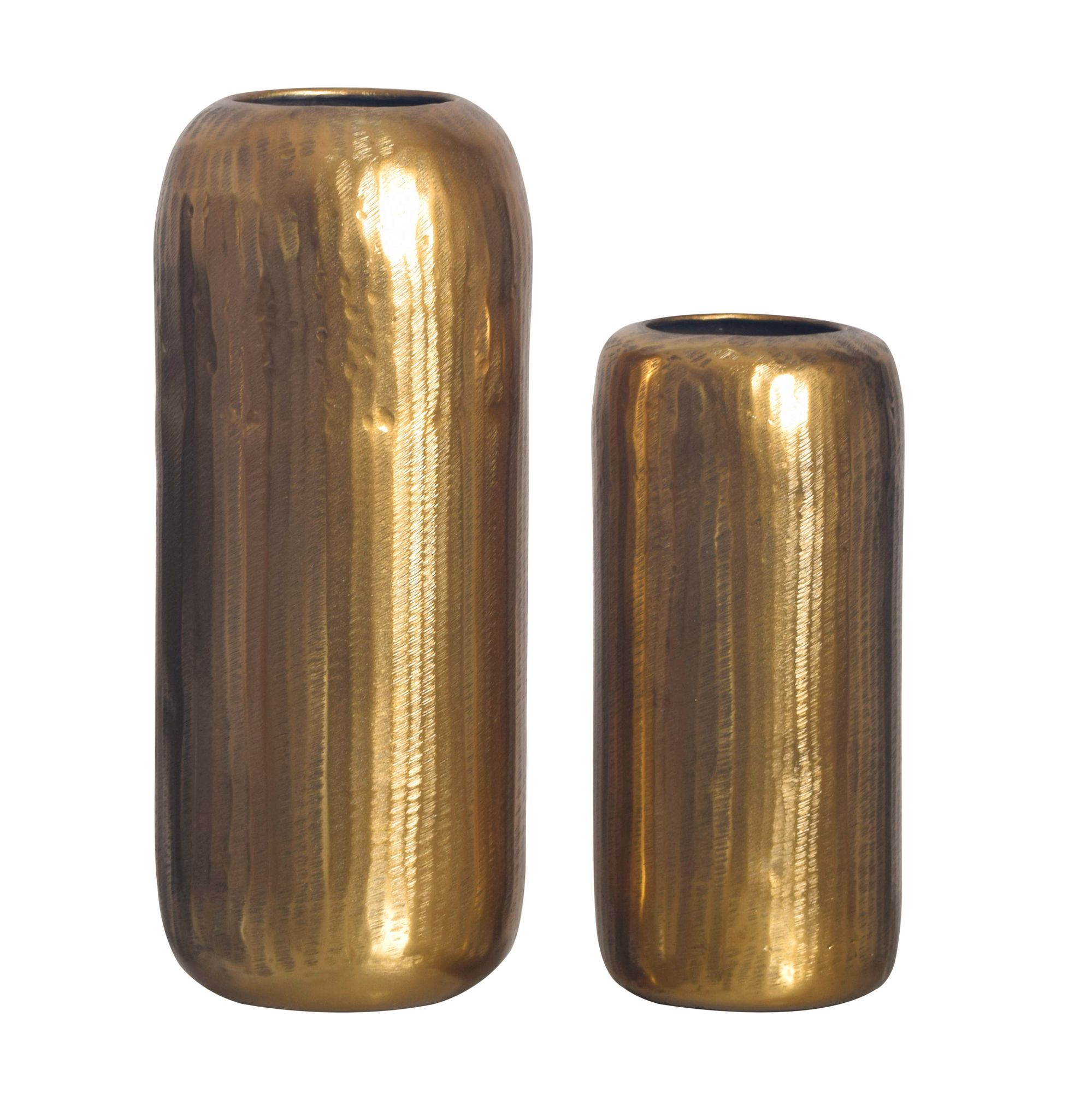Vaze decorative Set de 2 vaze cilindrice din aluminiu auriu Modern Vaze decorative Set de 2 vaze cilindrice din aluminiu auriu Modern