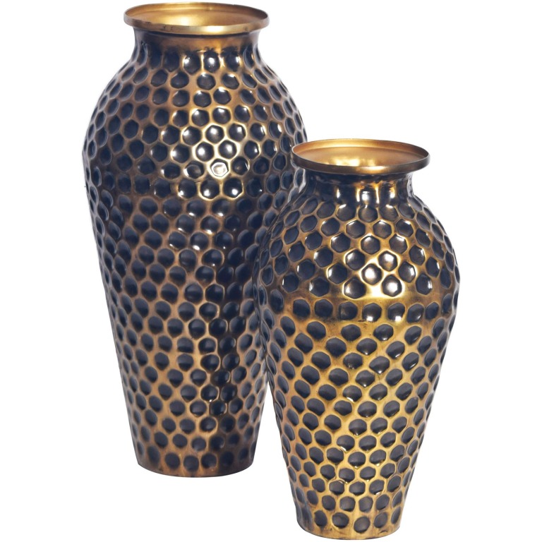 Set de 2 vaze decorative din aluminiu auriu cu amforă vază modernă