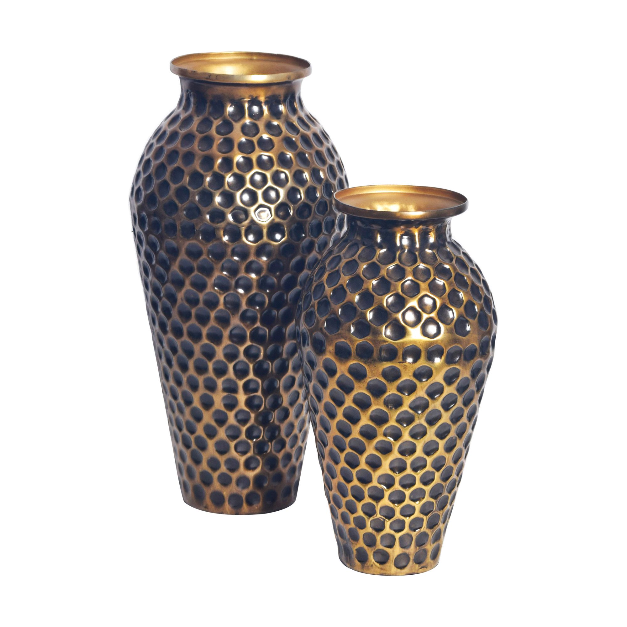 Set de 2 vaze decorative din aluminiu auriu cu amforă vază modernă Set de 2 vaze decorative din aluminiu auriu cu amforă vază modernă