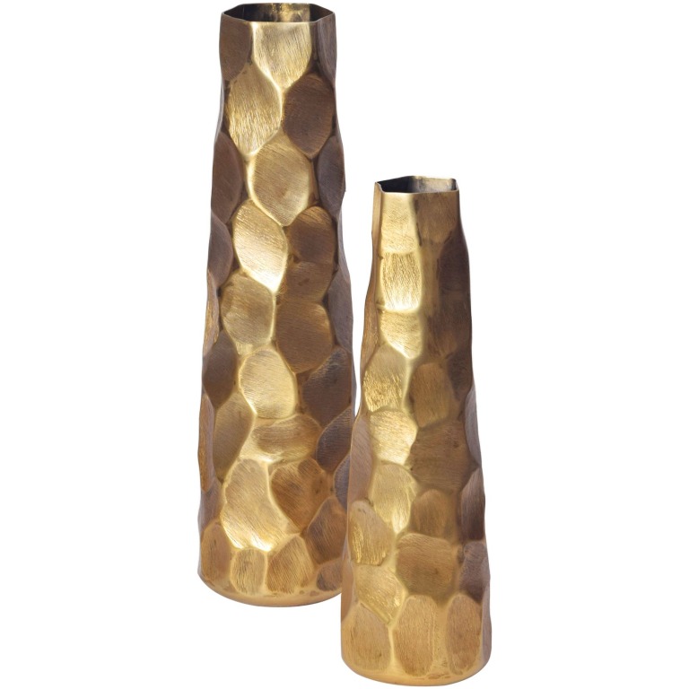 Vaze decorative Set de 2 vaze din aluminiu auriu cu flori Modern