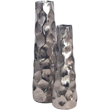 Set de 2 vaze decorative din aluminiu argintiu vaza cu flori Modern