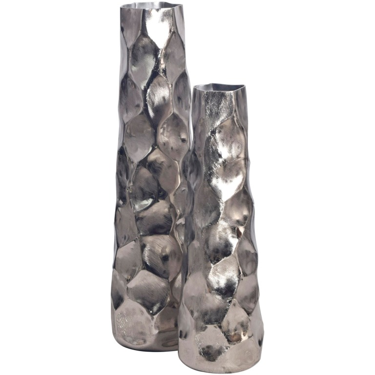 Set de 2 vaze decorative din aluminiu argintiu vaza cu flori Modern