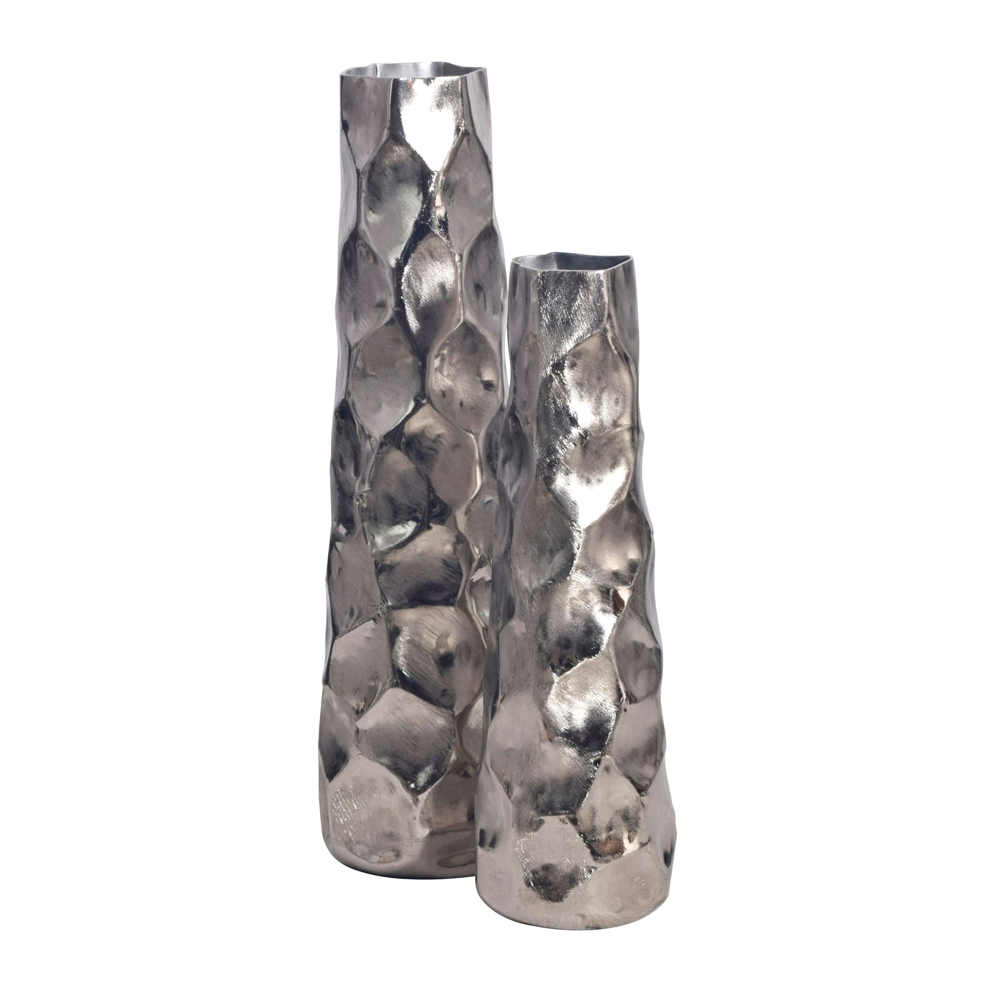 Set de 2 vaze decorative din aluminiu argintiu vaza cu flori Modern Set de 2 vaze decorative din aluminiu argintiu vaza cu flori Modern