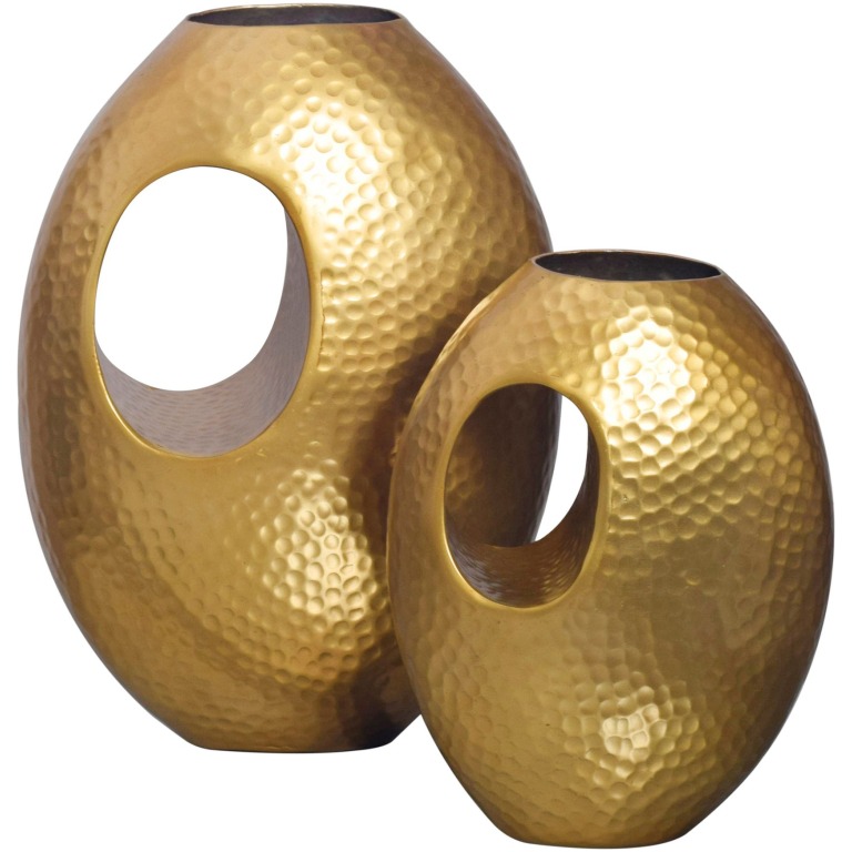 set de 2 vaze decorative aluminiu auriu cu maner vaza de flori moderna