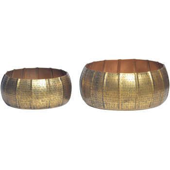 Set 2 Jardiniere Rotunde Aluminiu Auriu