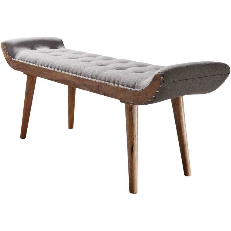 Bancă Chesterfield din Lemn și Țesătură - 125x51x38 cm