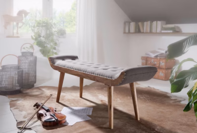 Bancă Chesterfield din Lemn și Țesătură - 125x51x38 cm