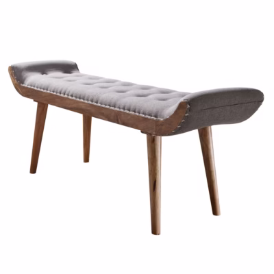 Bancă Chesterfield din Lemn și Țesătură - 125x51x38 cm