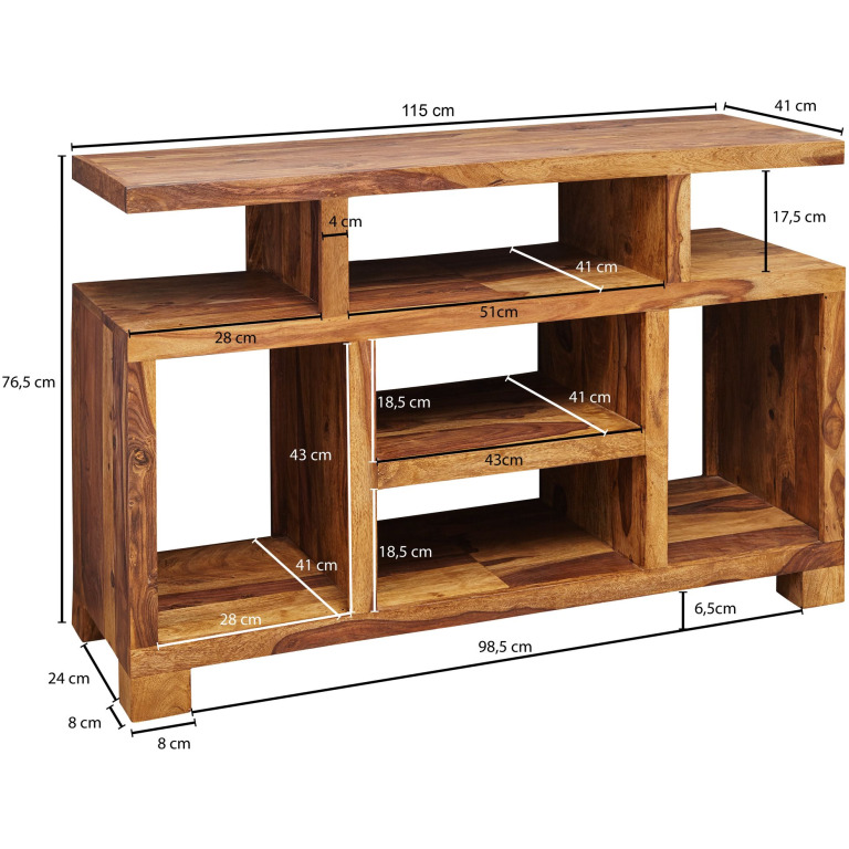 Comodă din Lemn Masiv de Sheesam, cu Multiple Compartimente - 76x40x115 cm
