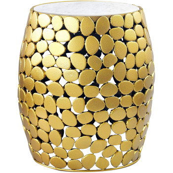 Măsuță de Cafea Rotundă // Aluminiu Auriu // Blat Marmură Albă