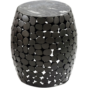 Măsuță de Cafea Rotundă // Design Marmură & Aluminiu Negru