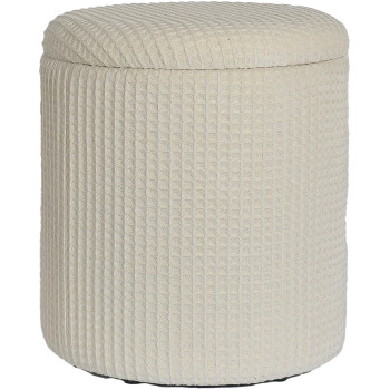 Scaun Depozitare Bumbac Bej Rotund // Taburet Versatil // Ø40x45cm